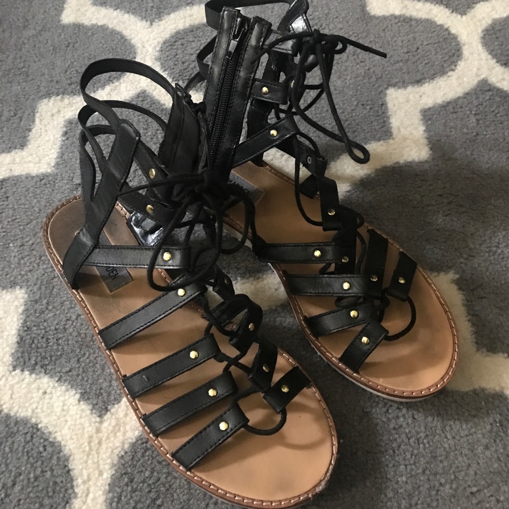 black gladiator sandals