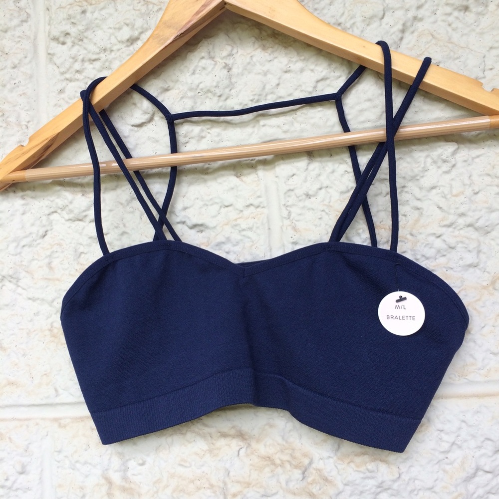 Navy blue caged bralette
