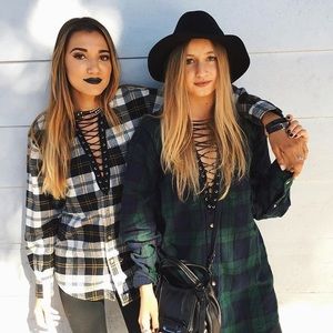 Lace up flannel