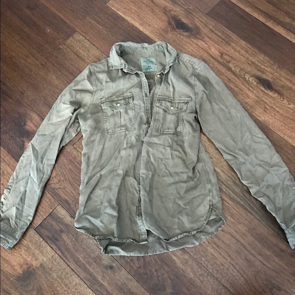 Army green button down