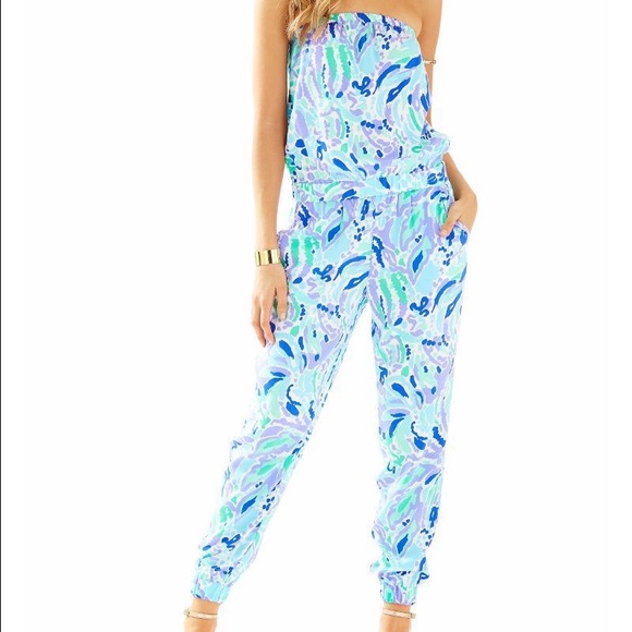 lilly pulitzer strapless jumpsuit
