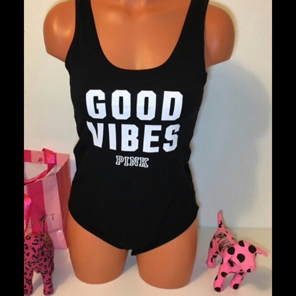 Rare vs pink good vibes body suit.