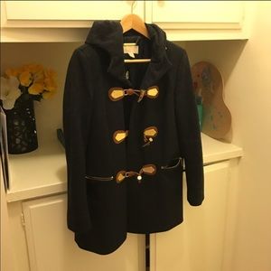 Michael Kors Fur toggle navy blue coat jacket M