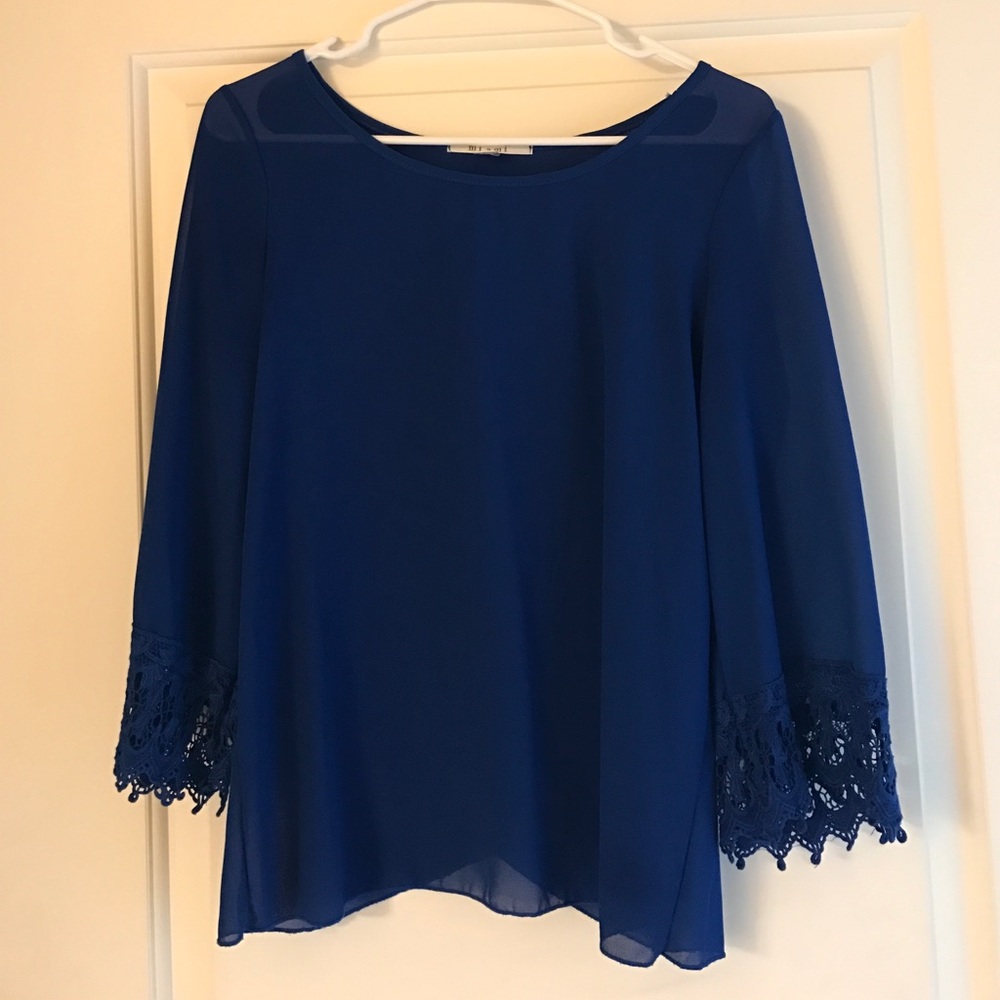Blouse with lace sleeve detail from Francesca's