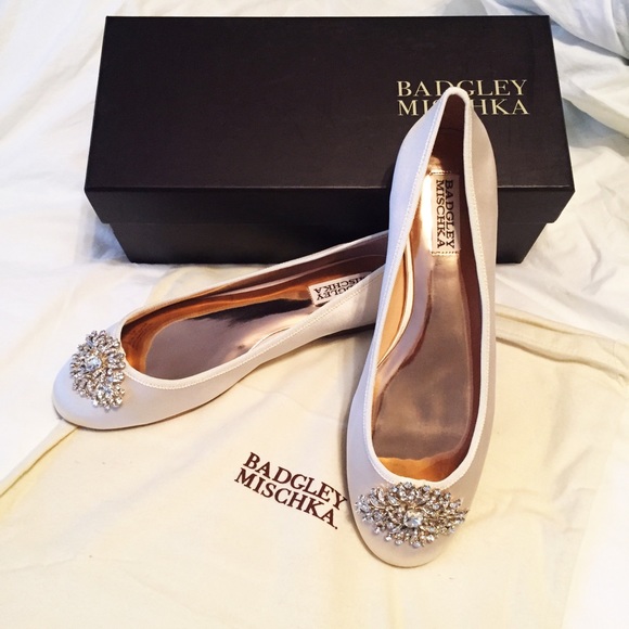 badgley mischka embellished flats