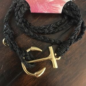 Pura Vida Bracelet Black and Gold Anchor