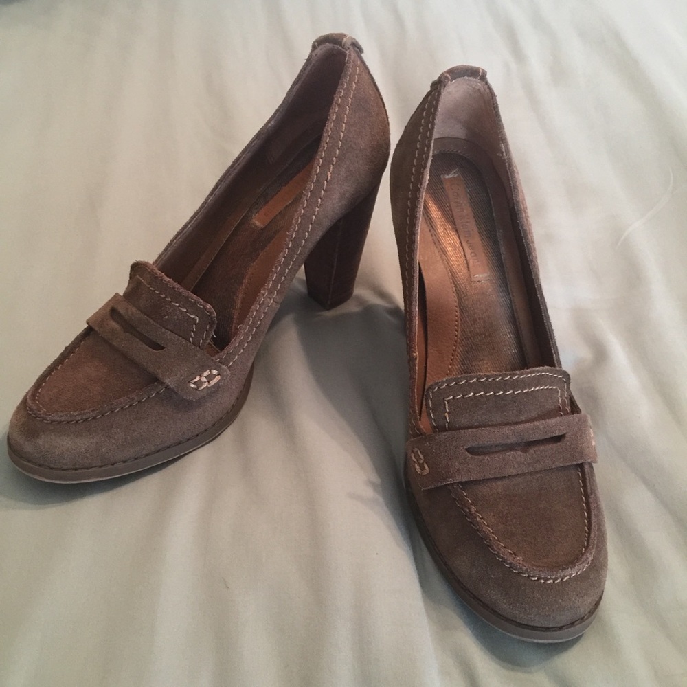 Calvin Klein suede loafer heels