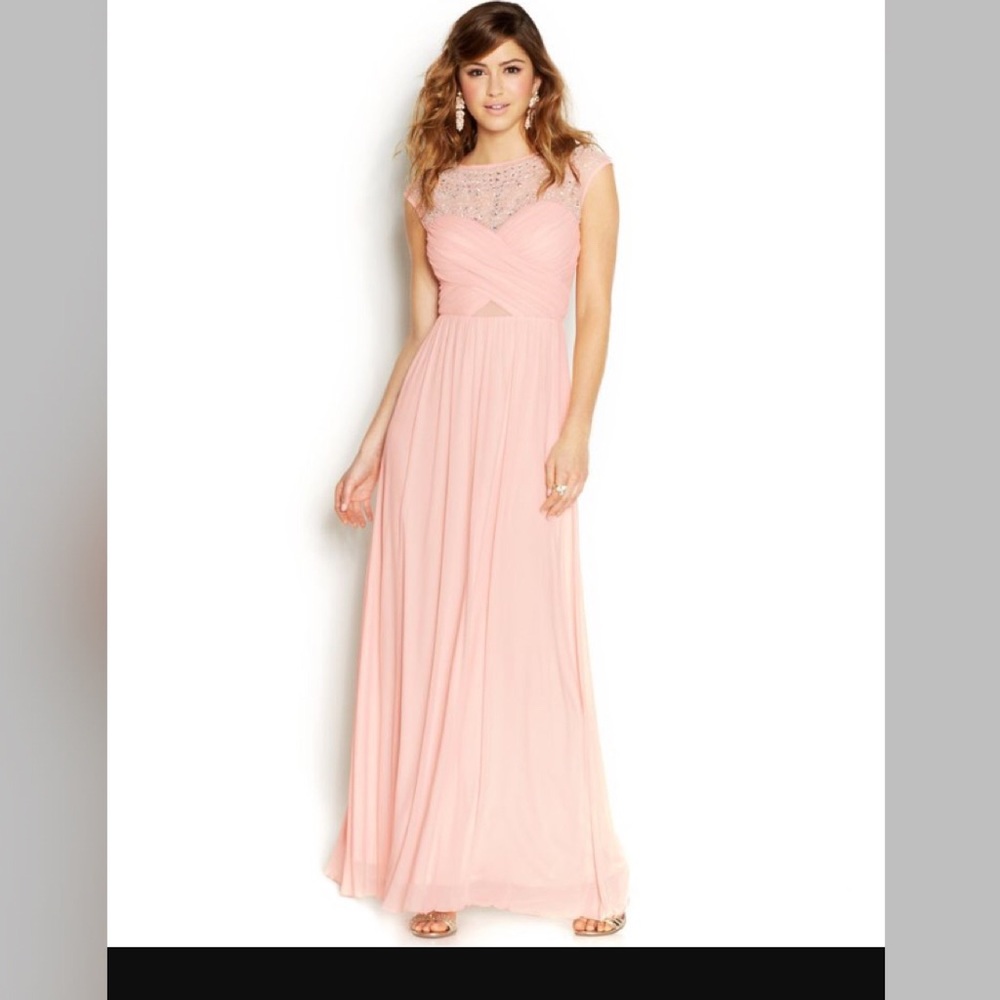 B DARLIN EMBELLISHED PINK PROM FORMAL DRESS SIZE 5