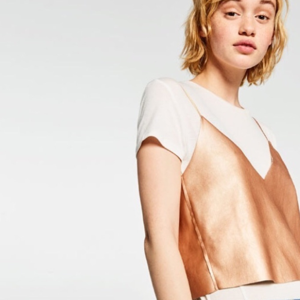 Size small leather metallic zara top