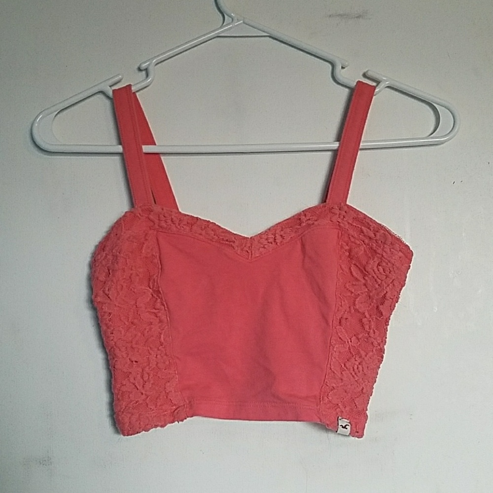 Coral pink Hollister crop top
