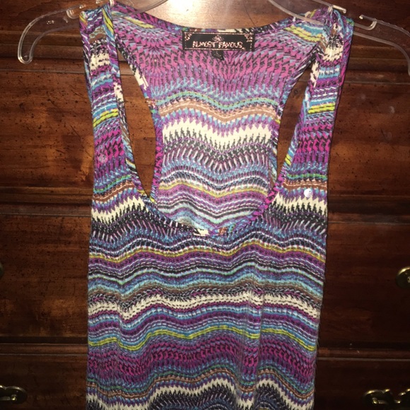 Sequin short multi colored tank top with sequins - Picture 1 of 4