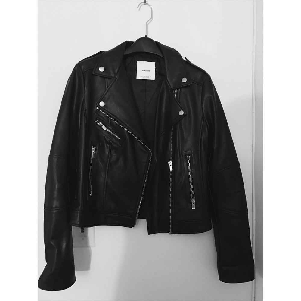 Mango faux leather biker jacket