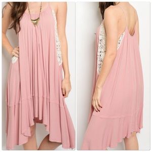 Blush Spaghetti strap jersey tunic dress