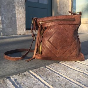 Lucky brand leather crossbody satchel