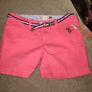 Red camel jean shorts