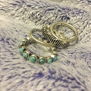 Lucky Ring Set: Turquoise and Silver