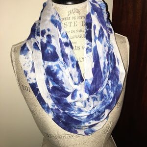 Blue and White tie dye infinity scarf