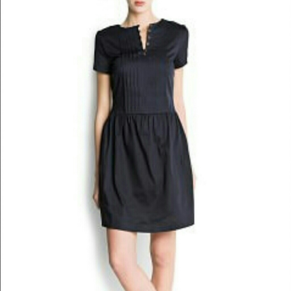 Navy textured pleats made in Turkey Mango dress
