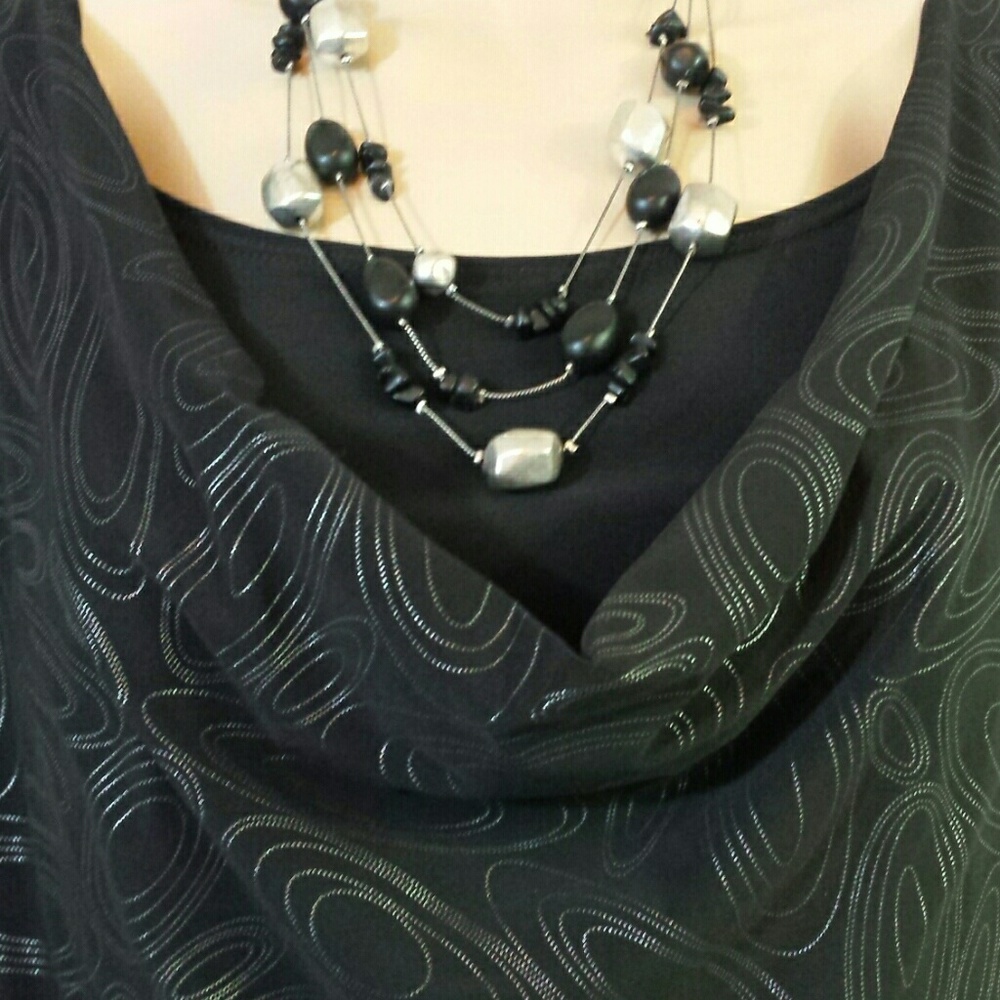 Maggie Barnes "Silver on Charcoal" Dressy Top