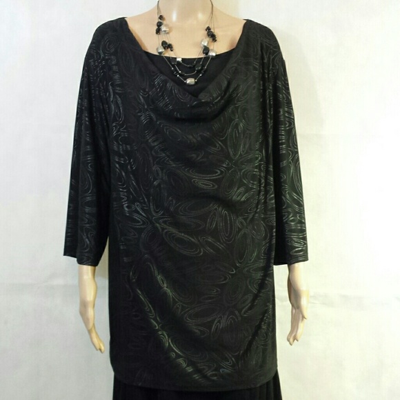 Maggie Barnes "Silver on Charcoal" Dressy Top - Picture 3 of 8