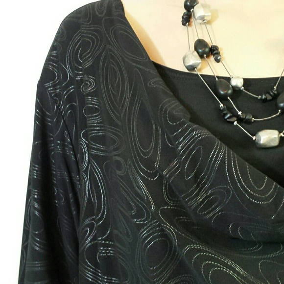 Maggie Barnes "Silver on Charcoal" Dressy Top - Picture 5 of 8