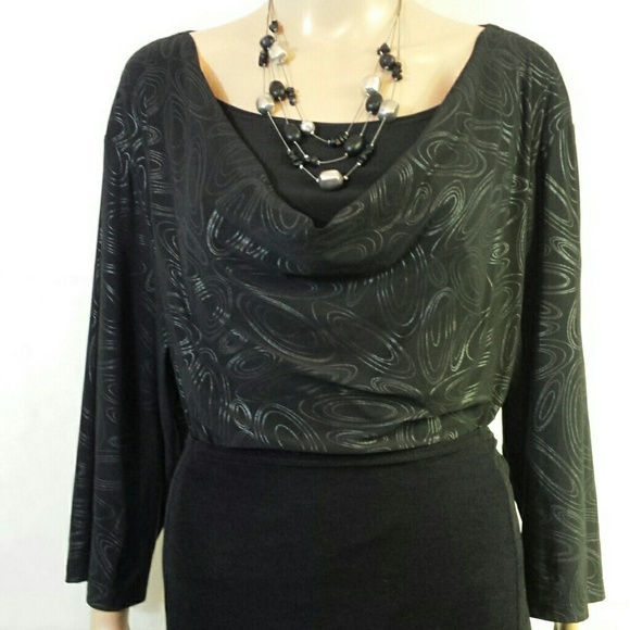 Maggie Barnes "Silver on Charcoal" Dressy Top - Picture 2 of 8