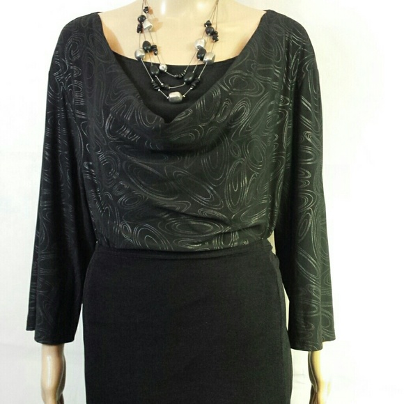 Maggie Barnes "Silver on Charcoal" Dressy Top - Picture 4 of 8
