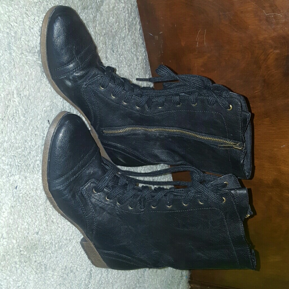 Black combat boots
