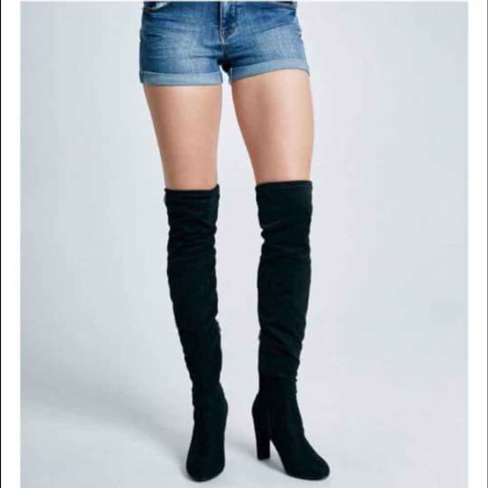 Suede thigh high boots