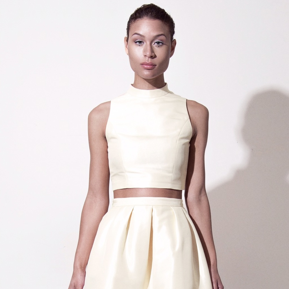 White Satin Crop Top