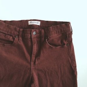 Madewell Burgundy Garment-Dyed Skinny Skinny Jeans