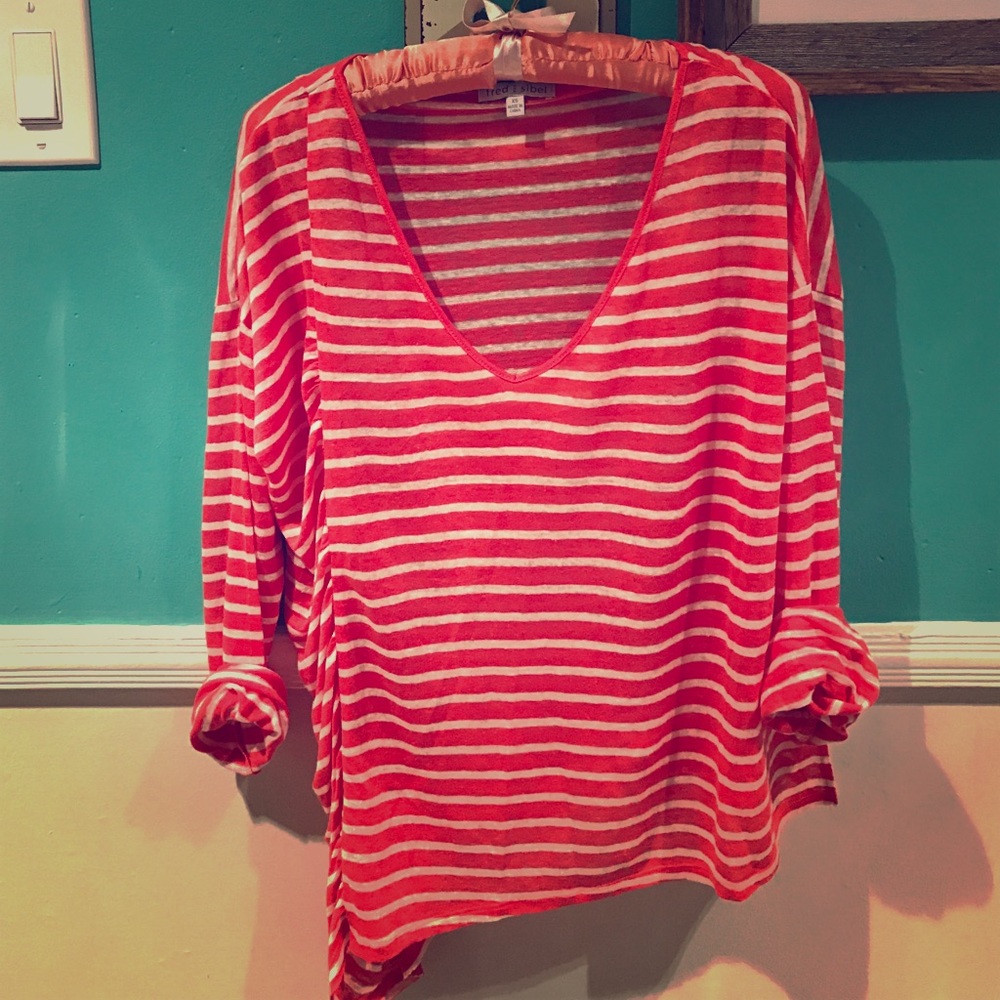 Anthropologie Fred and Sibel orange striped tee