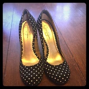 Black & White Polka Dot Stiletto Pumps sz 9