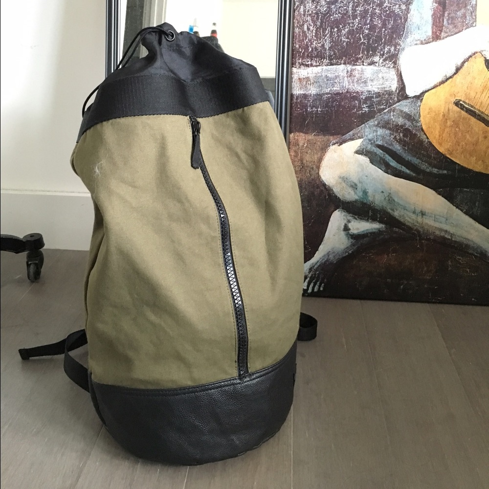 Bucket military green backpack