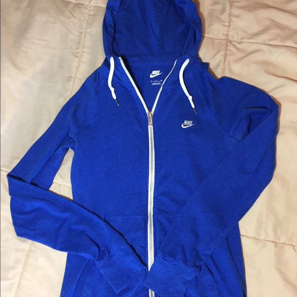 Blue nike zip-up hoodie