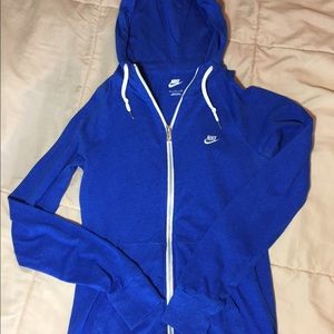 Blue nike zip-up hoodie