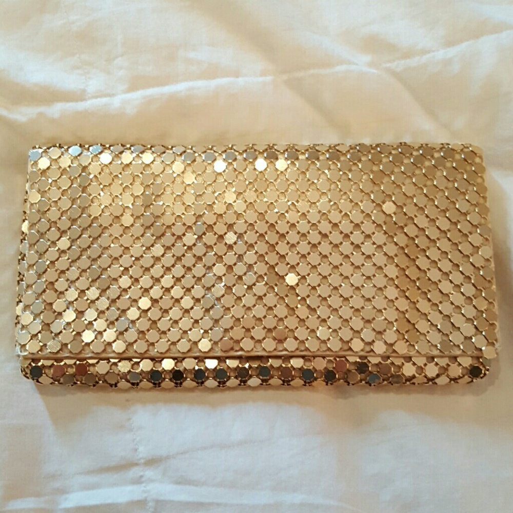 Gold Beaded Clutch with Gold Chain
