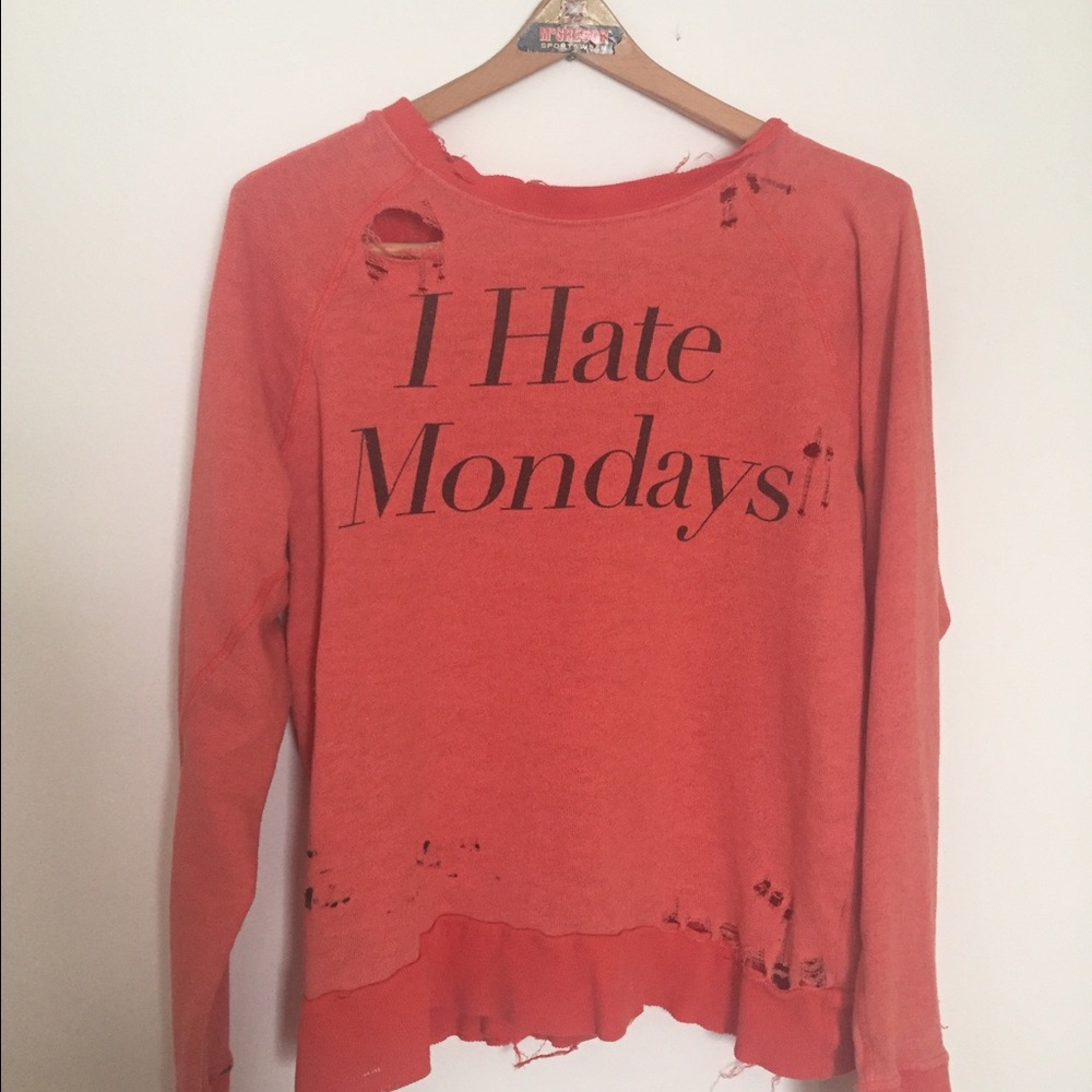 Wildfox I Hate Monday's Sweatshirt Jumper orange