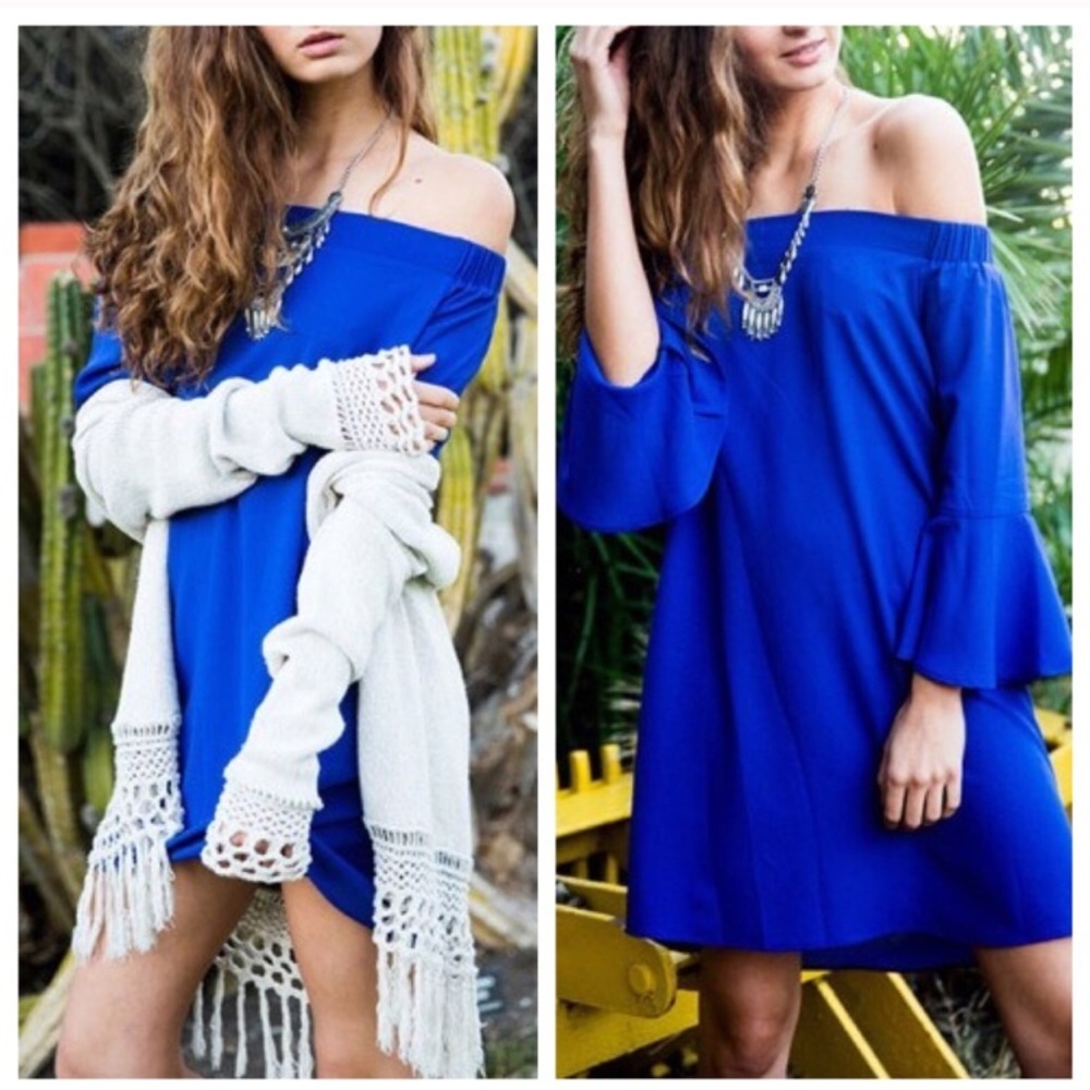 Off the Shoulder Dress blue