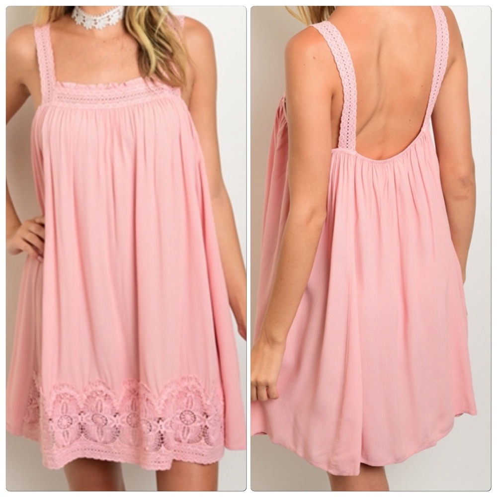 Mauve crochet trim detail Dress
