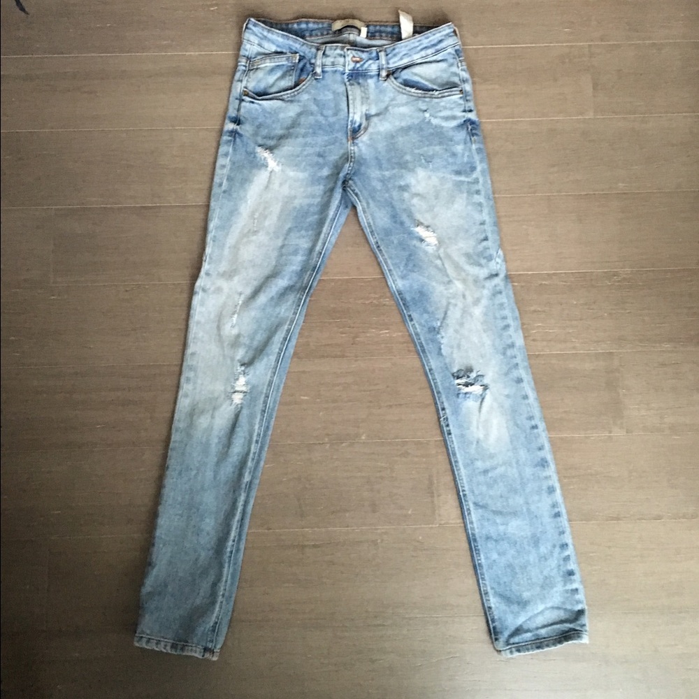 Zara ripped washed jeans