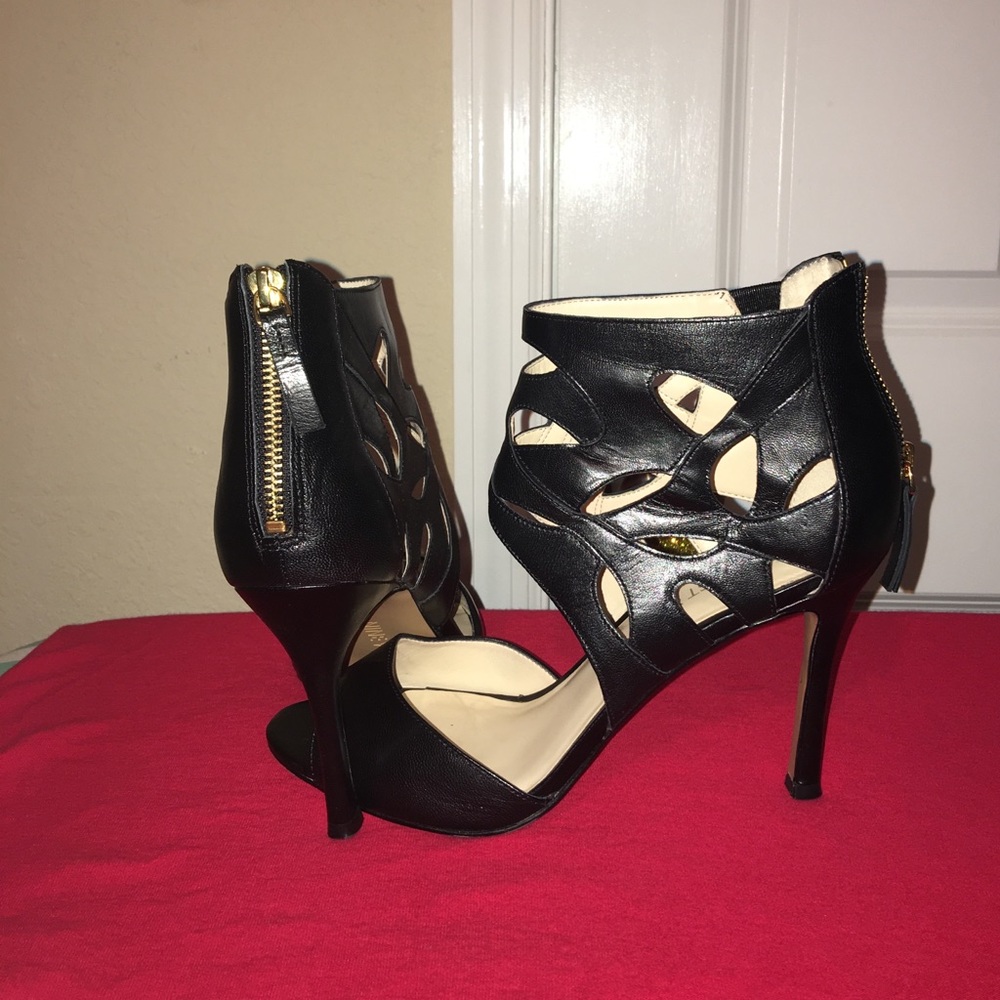 Black zip in back heels