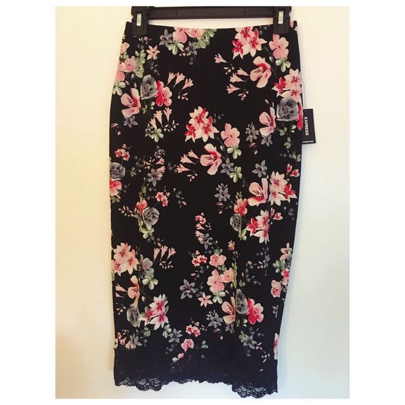 NWT Express Floral Pencil Skirt Size 0 - Picture 4 of 4