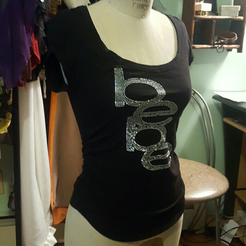 Bebe Black with rhinestone shirt