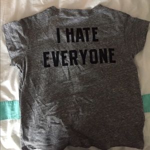 Brandy Melville "I Hate Everyone" cropped Tee