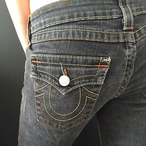 True Religion black, low-rise, straight leg jeans