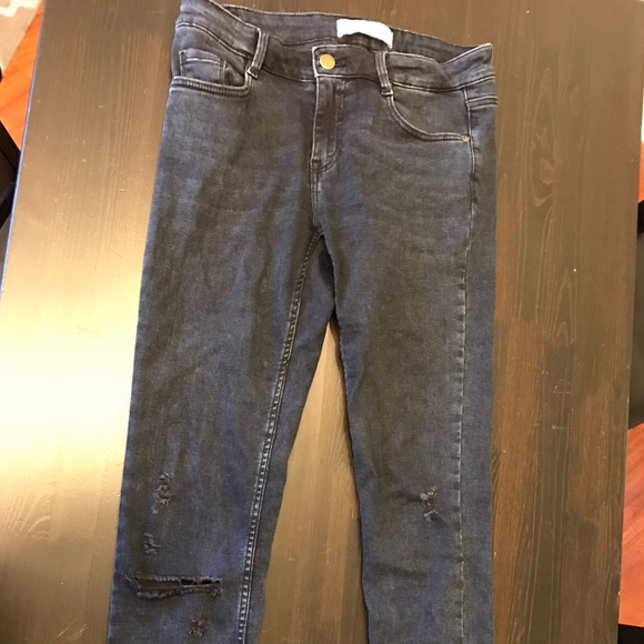 Zara ripped knee jeans - dark blue - Picture 1 of 5