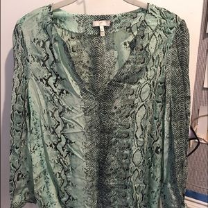 Joie silk top blouse mint snakeskin