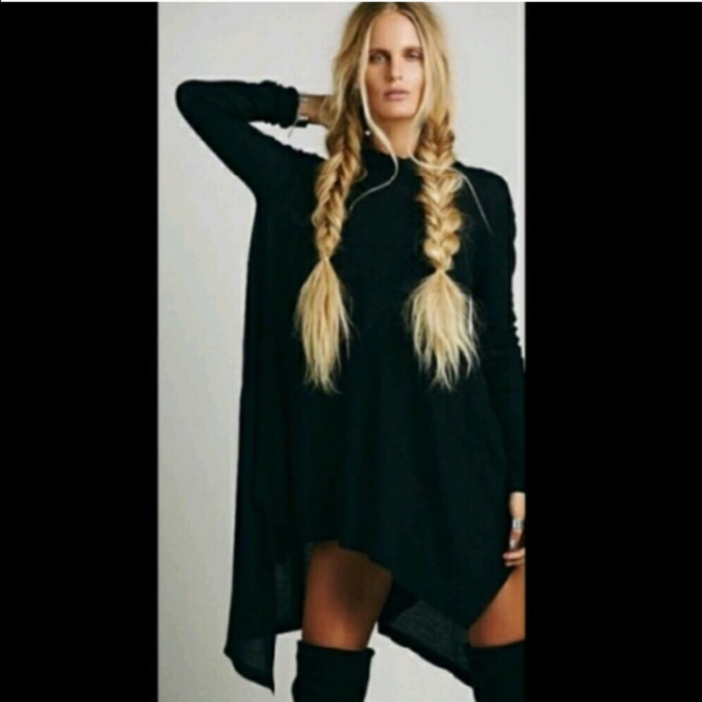 Free People Black Mock Neck turtle neck tunic