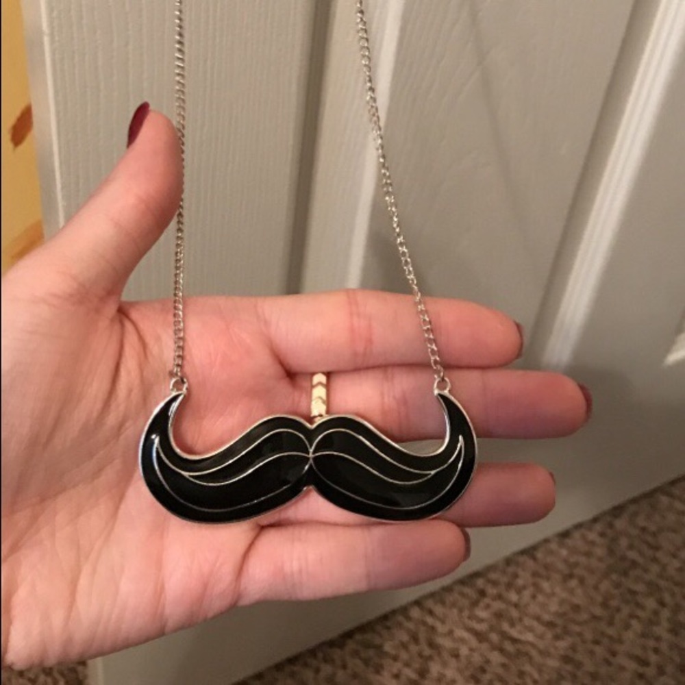 Black mustache pendant necklace